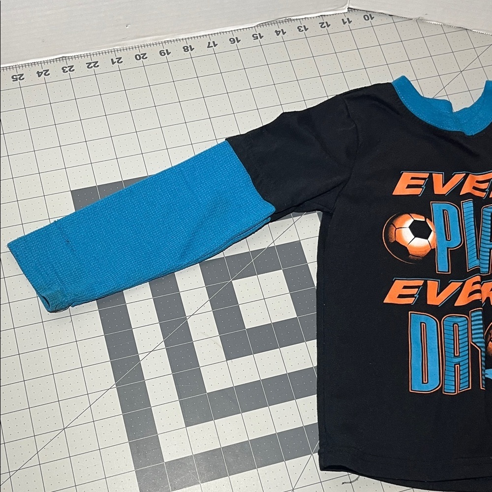 Kids Sports Graphic Long Sleeve Shirt - Black and Blue - Picture 6 of 12